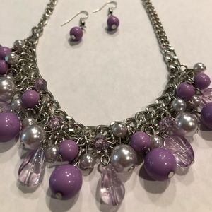 Lavender and Silver Beaded Necklace